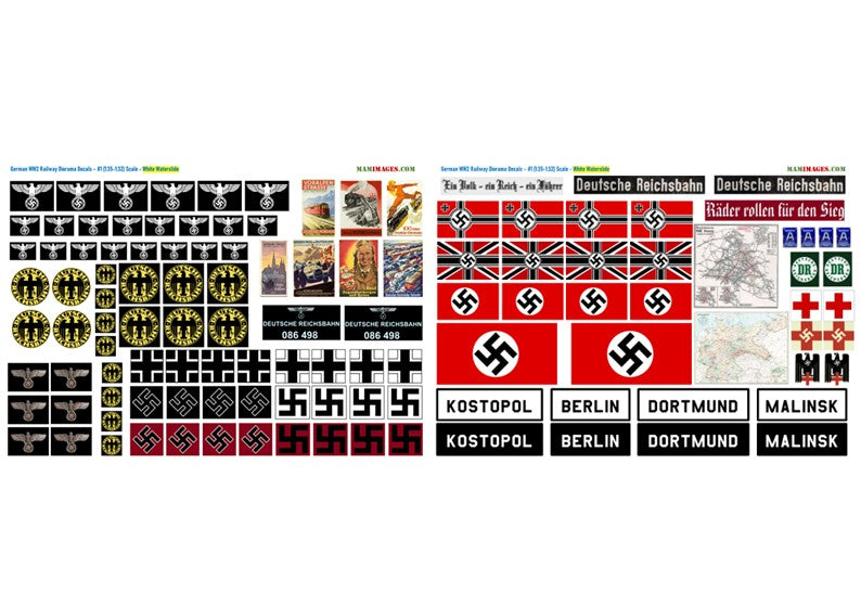 #1 (1:35-1:32) Scale German WW2 Railway Diorama Decals / Stickers