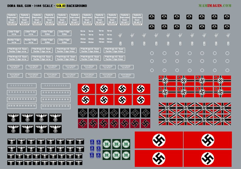 1:144 Scale German WW2 DORA Railgun Diorama Decals / Stickers