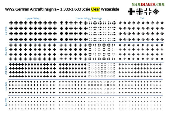1:300 - 1:600 WW2 German Aircraft & Diorama Insignia Decals - Balkan/Swastika