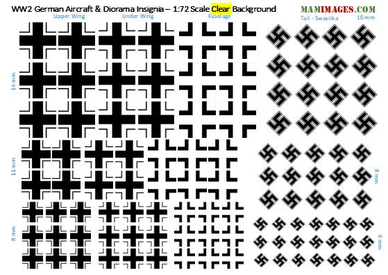 1:72 WW2 German Aircraft & Diorama Insignia Decals/Stickers - Balkan & Swastika