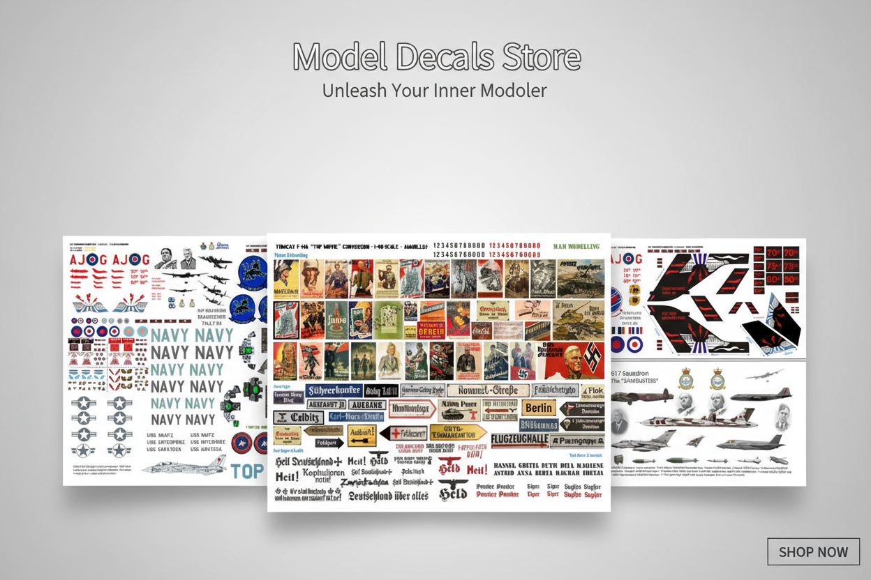 Model decals store combined home page banner